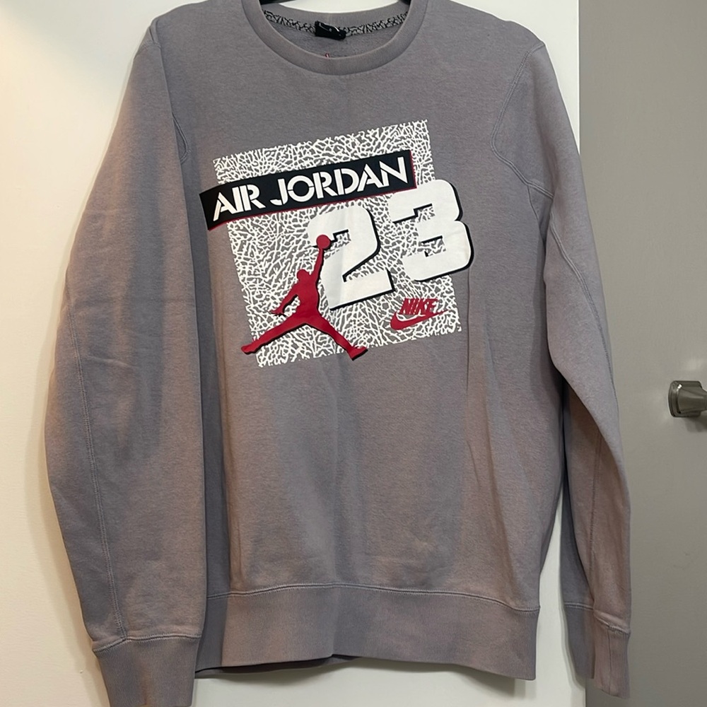 Vintage Jordan grey sweatshirt with logo, jumpman, 23, and Nike logo on front